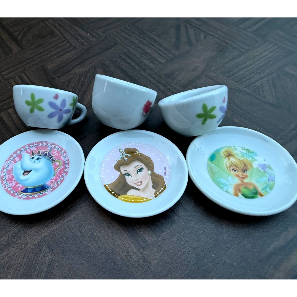 Schylling Disney Princess Miniature Porcelain Tea Set Belle Mrs Potts TinkerBell